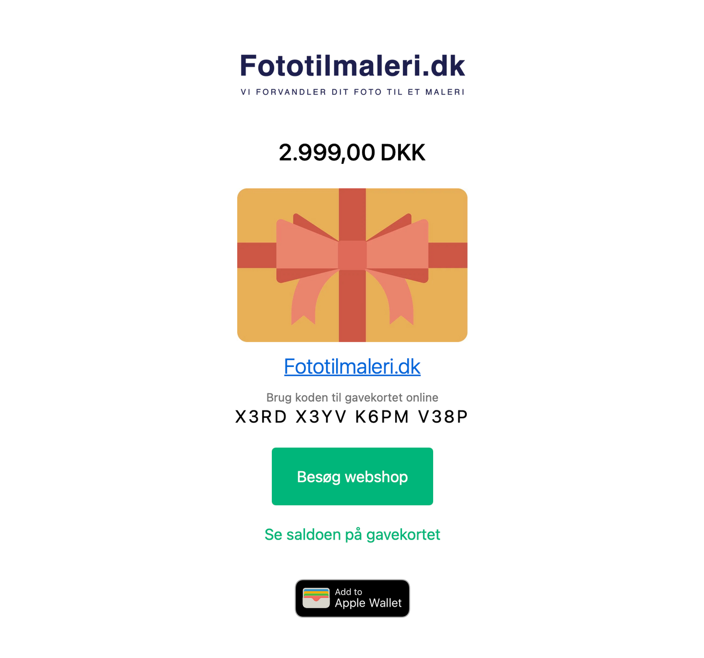 Gavekort til Personligt Maleri