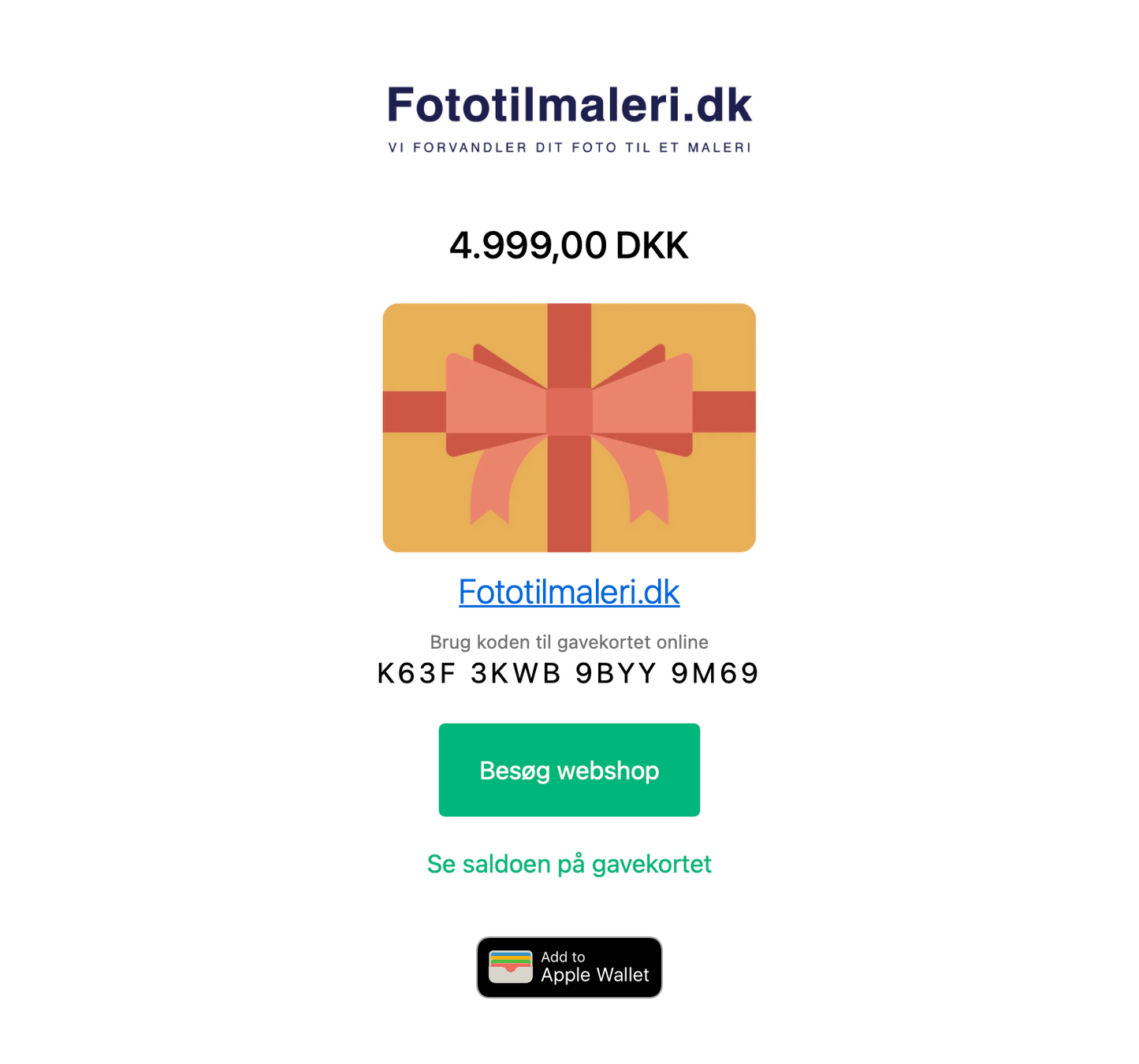 Gavekort til Personligt Maleri