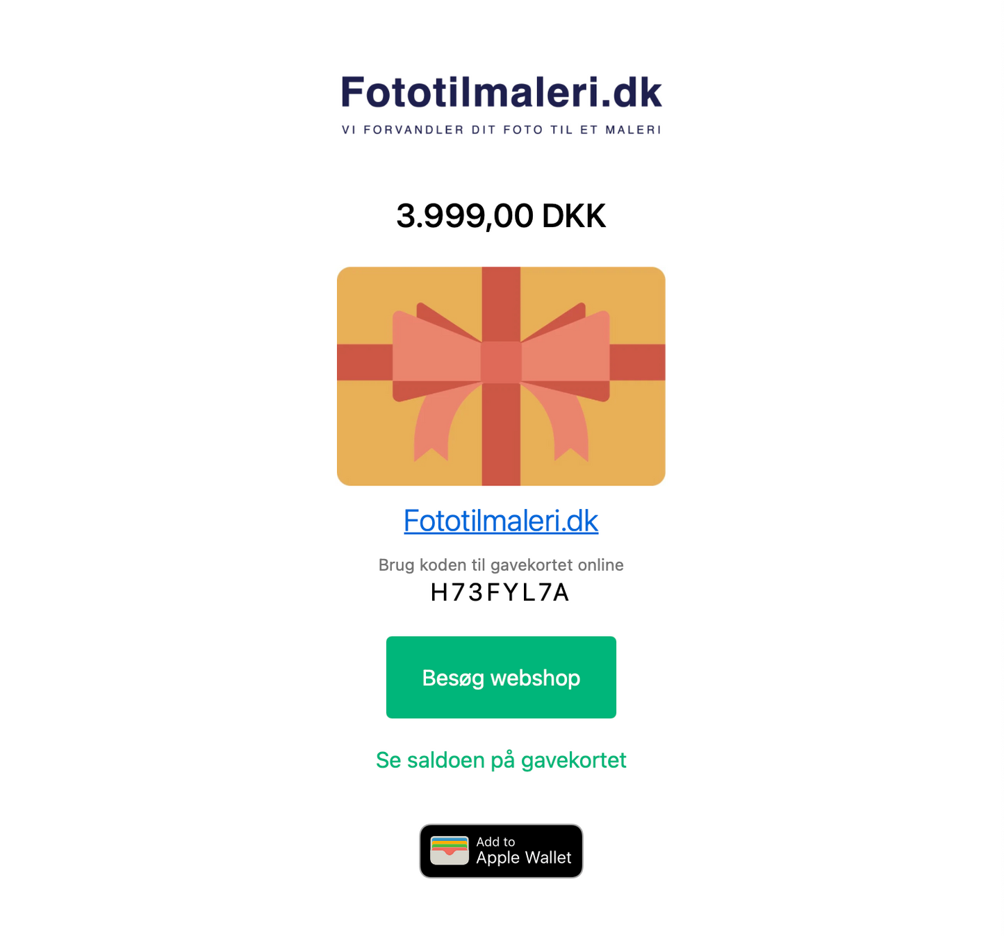 Gavekort til Personligt Maleri